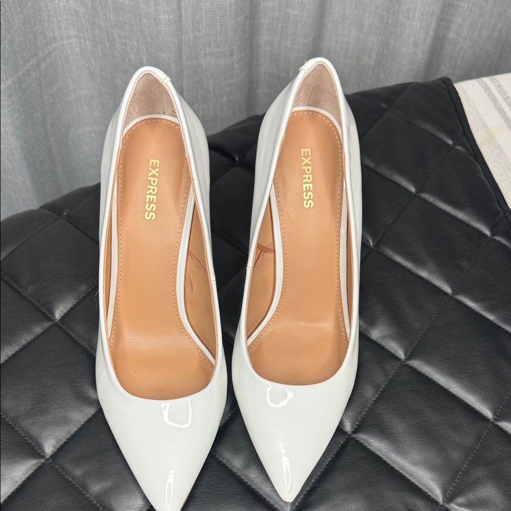 Express Glossy White Women's Heels size 8